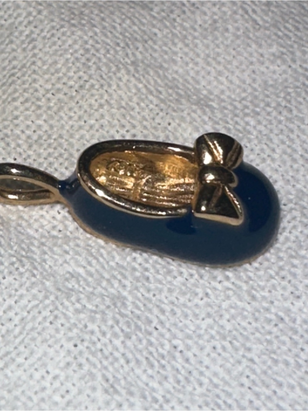 Gold-Tone 10K Blue Enamel Ballet Shoe Pendant Charm - Picture 4 of 4